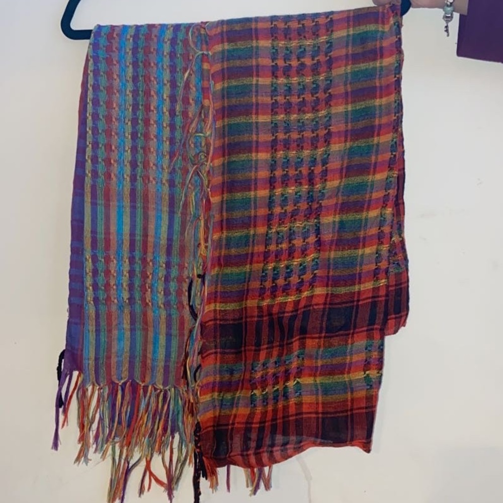 Two colorful scarfs sold together